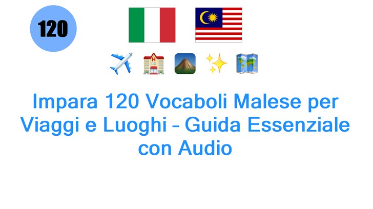 Impara 120 Vocaboli Malese per Viaggi e Luoghi – Guida Essenziale con Audio